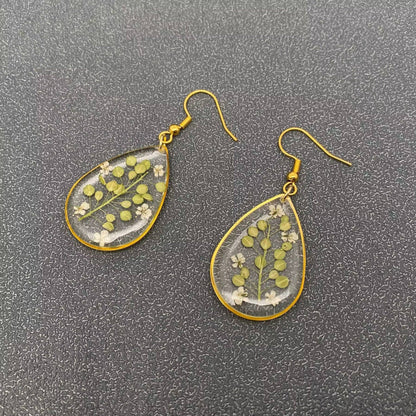 Lepidium Apetalum Dried Flowers Drop Dangle Earrings