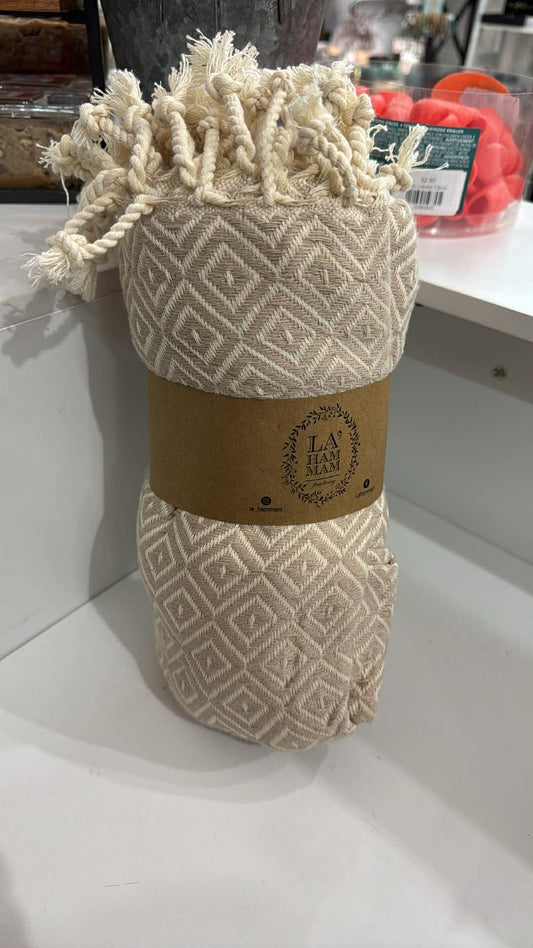 La Hammam Malta Cotton Throw Blanket