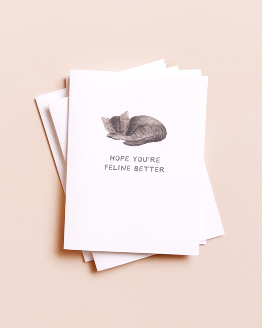 Feline Better Cat — Animal Pun Sympathy Card