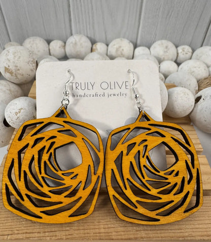 Wood Boho Mandala Earrings