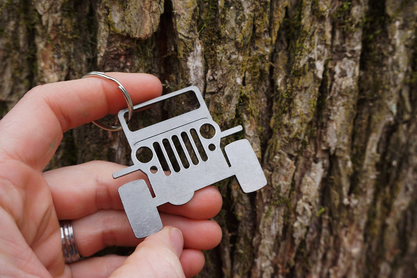 4x4 Key Chain made from Rustic Raw Recycled Steel