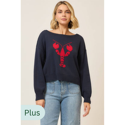 Boatneck Knit Lobster Sweater