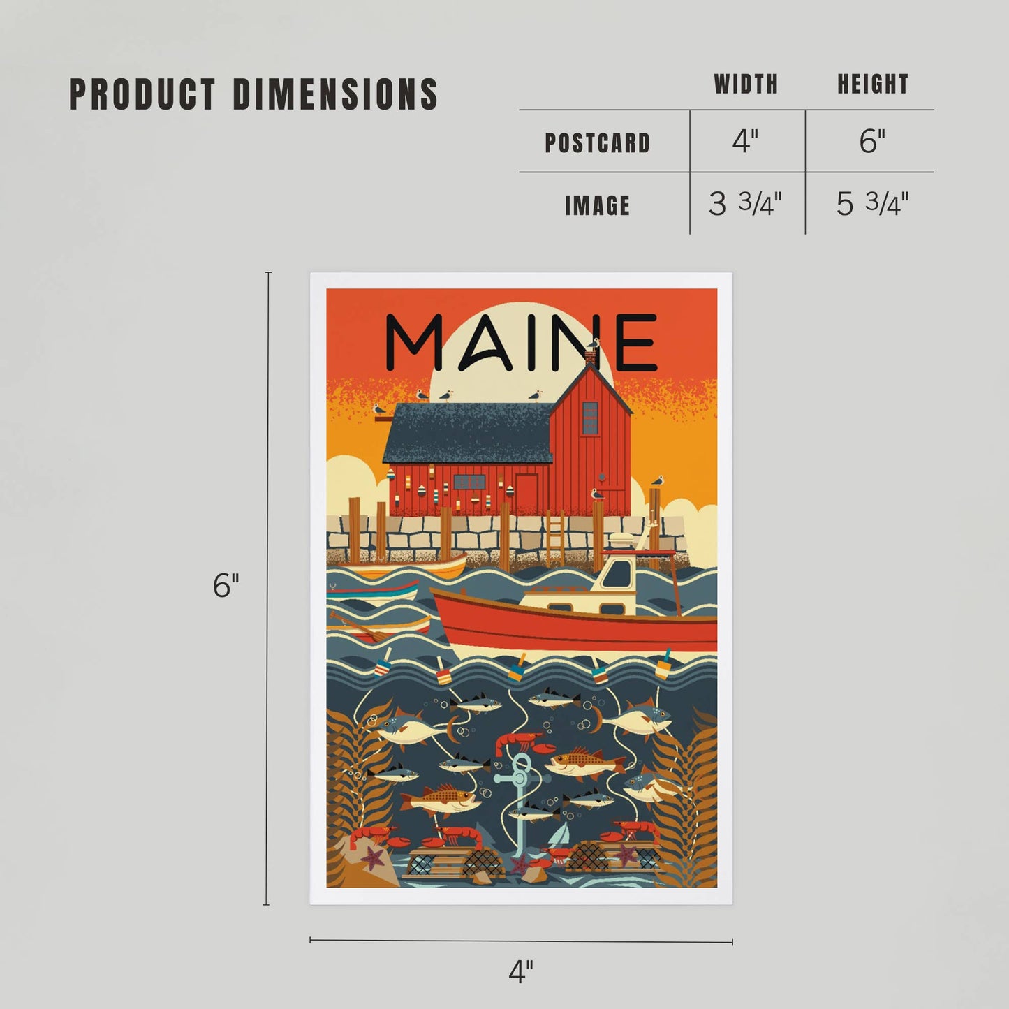 PREMIUM POSTCARDS Maine, Nautical Geometric