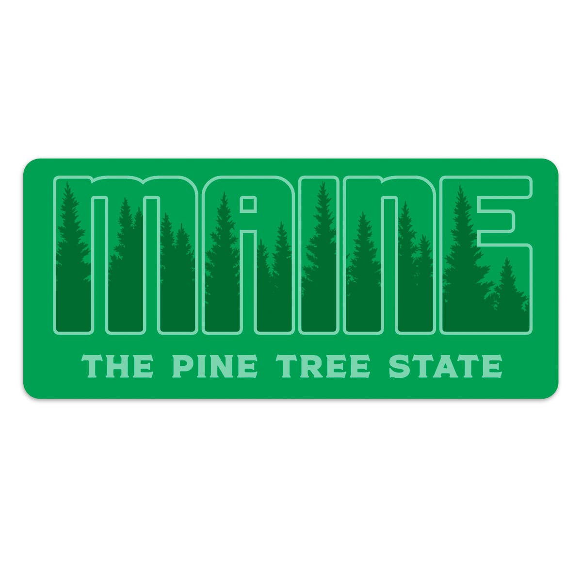 Maine Pine Tree State Treetops Large Vinyl Bumper Sticker