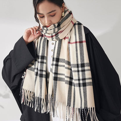 Plaid Faux Cashmere Scarf -
