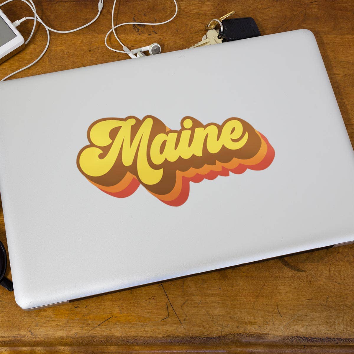 Maine Groovy 70s Colors Die Cut Vinyl Sticker
