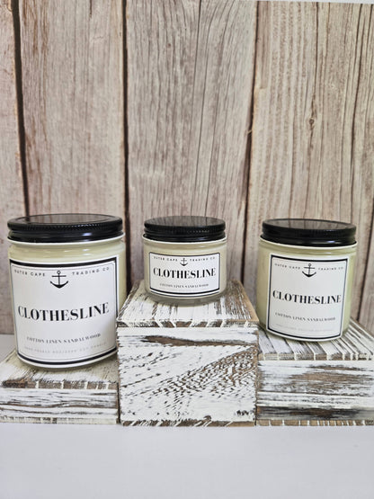 Clothesline Soy Wax Crackling Wooden Wick Candle