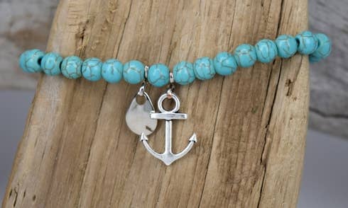 Turquoise Bead Anchor Bracelet