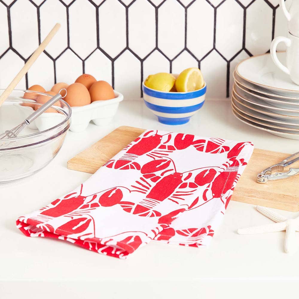 Lobster Waves Cotton Kitchen Towels