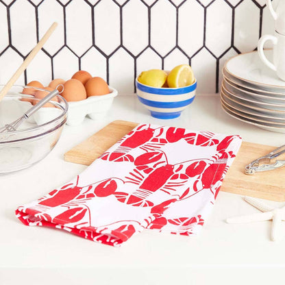 Lobster Waves Cotton Kitchen Towels