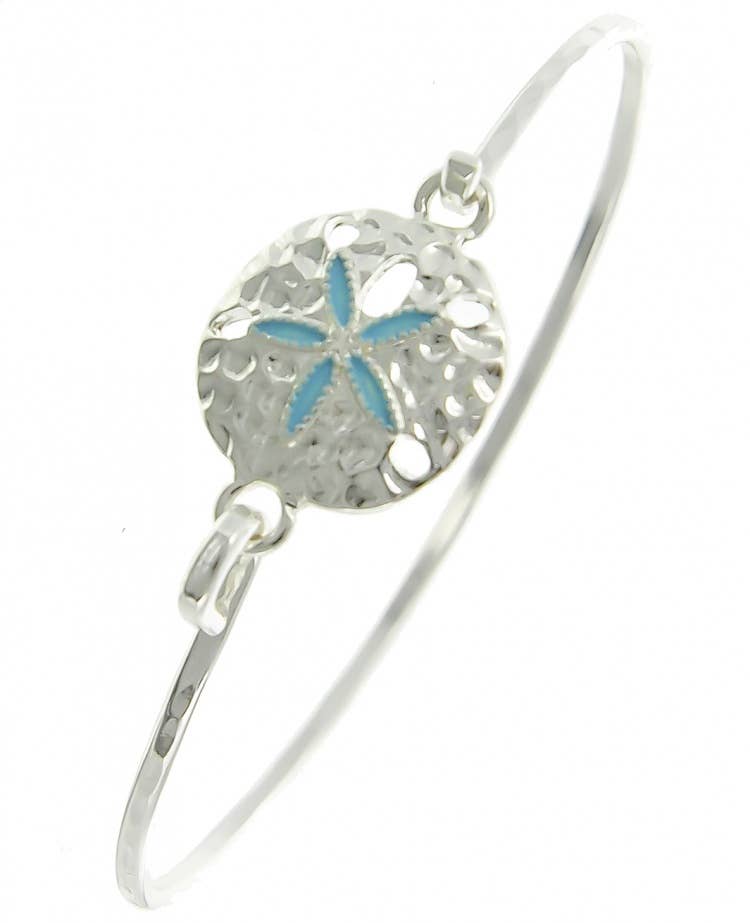 Turquoise Sand Dollar Hammered Casting Bangle