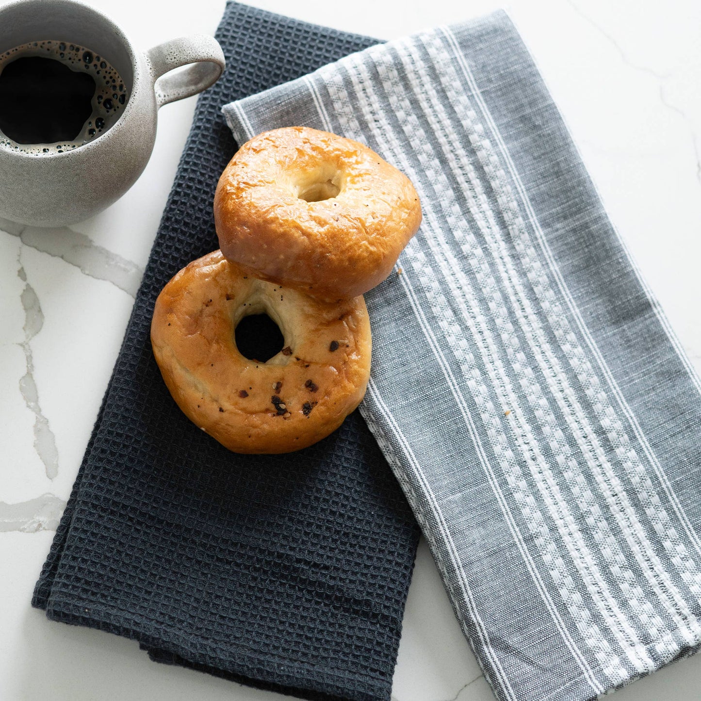 3 Piece Black Stripe Kitchen Tea Towel Set