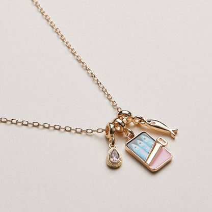 Fish Sardine Can  Charm Necklace