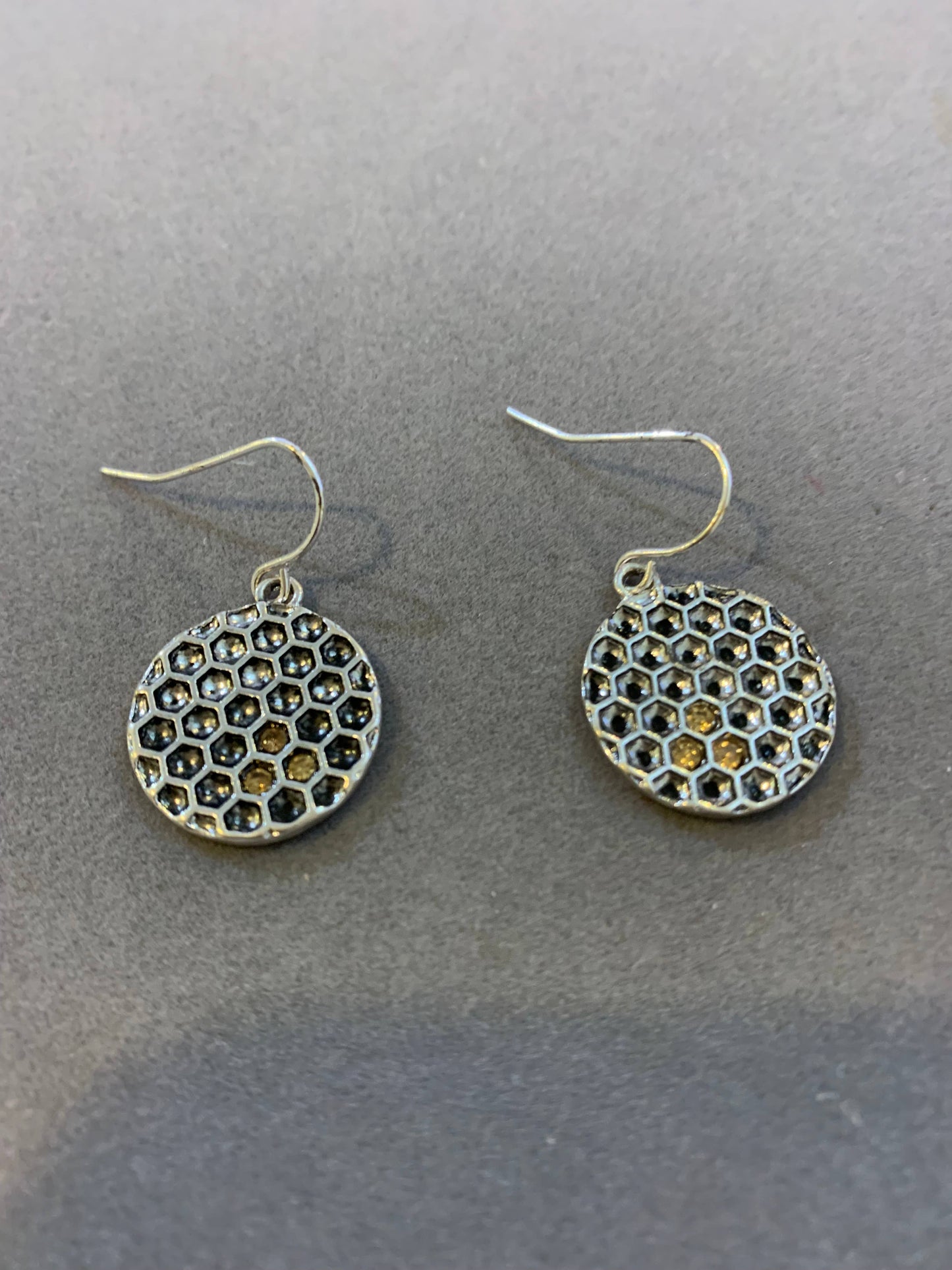 Bee Sweet Honeycomb Light Topaz Geometry Earrings