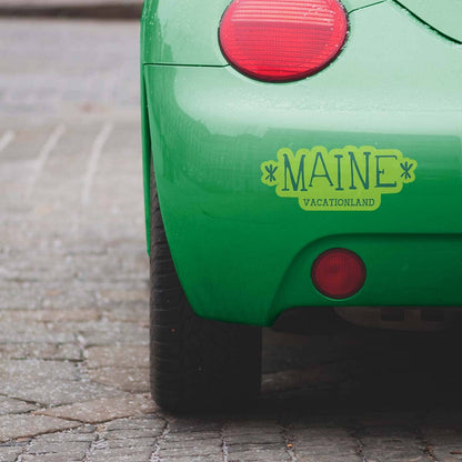 Vacationland Maine Funky Font Large Vinyl Bumper Sticker