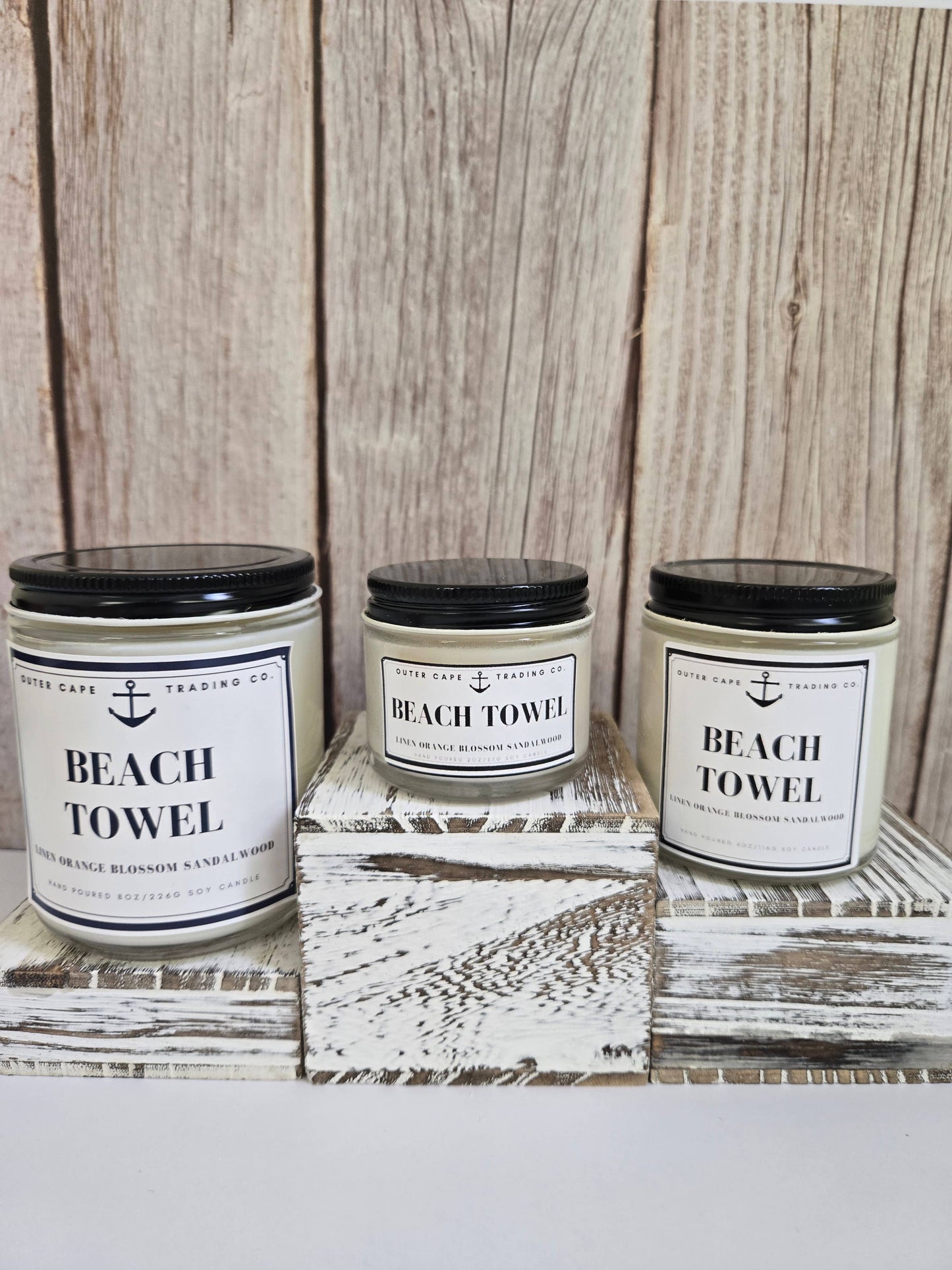 Beach Towel Soy Wax Crackling Wooden Wick Candle
