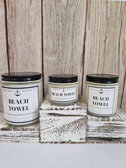 Beach Towel Soy Wax Crackling Wooden Wick Candle