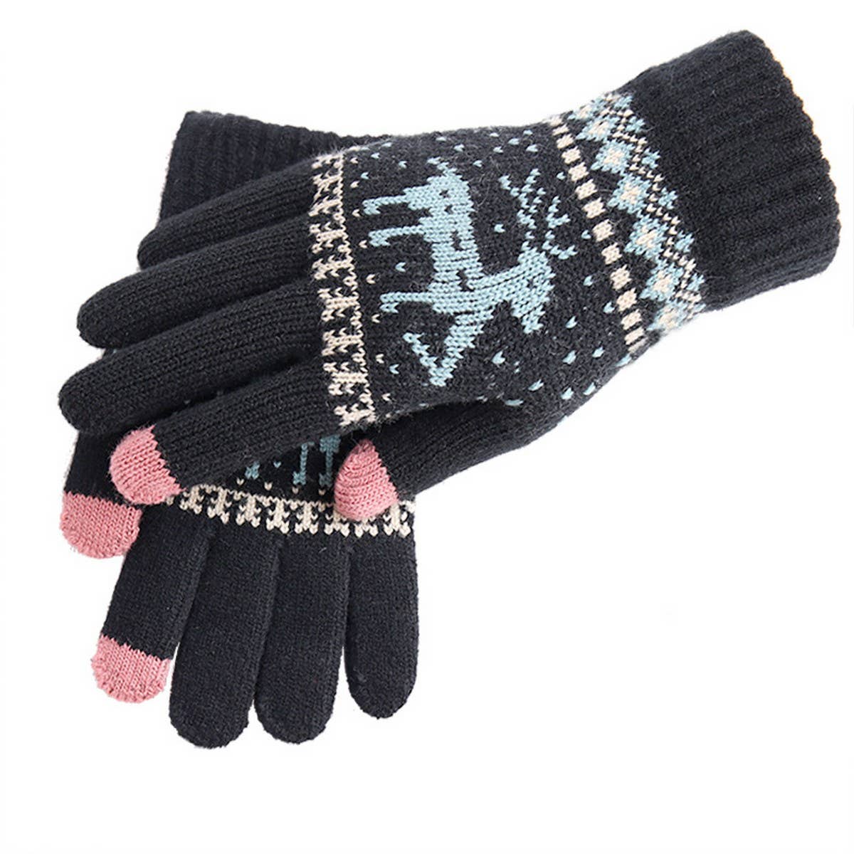 Reindeer  KNITTED WARM TOUCH SCREEN GLOVES