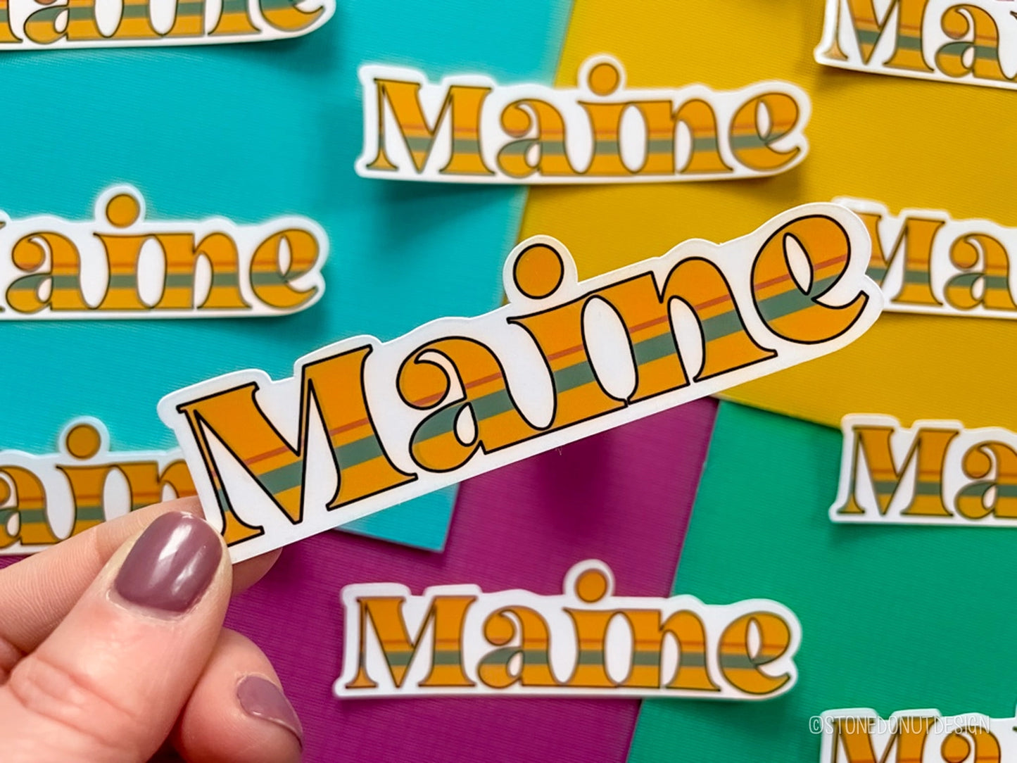 Retro 80's Maine Vinyl Sticker