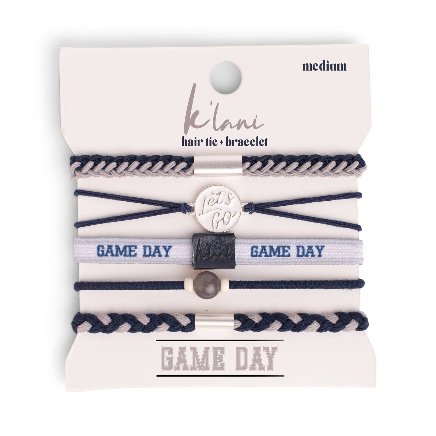 "Game Day" Navy/Gray Hair Tie Bracelets