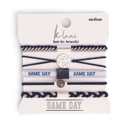 "Game Day" Navy/Gray Hair Tie Bracelets