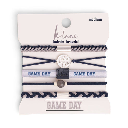 "Game Day" Navy/Gray Hair Tie Bracelets