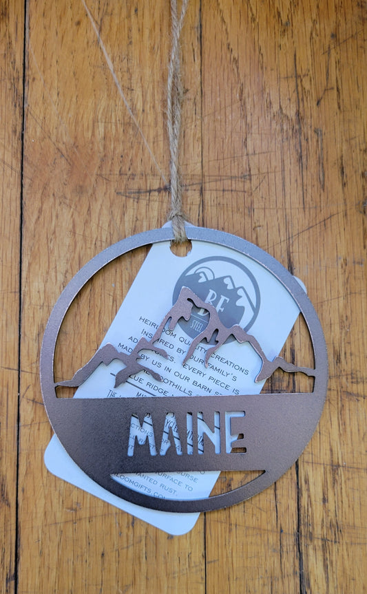 Maine MOUNTAIN Raw Steel Ornament
