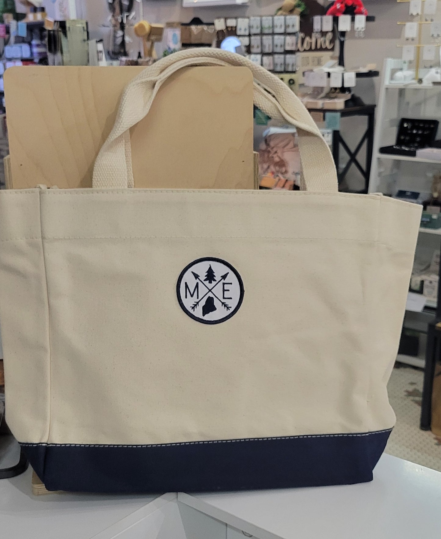 Mid Sized Canvas Tote Bag-Maine Themed