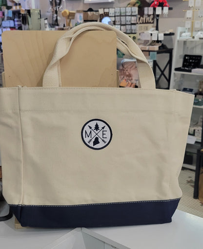 Mid Sized Canvas Tote Bag-Maine Themed