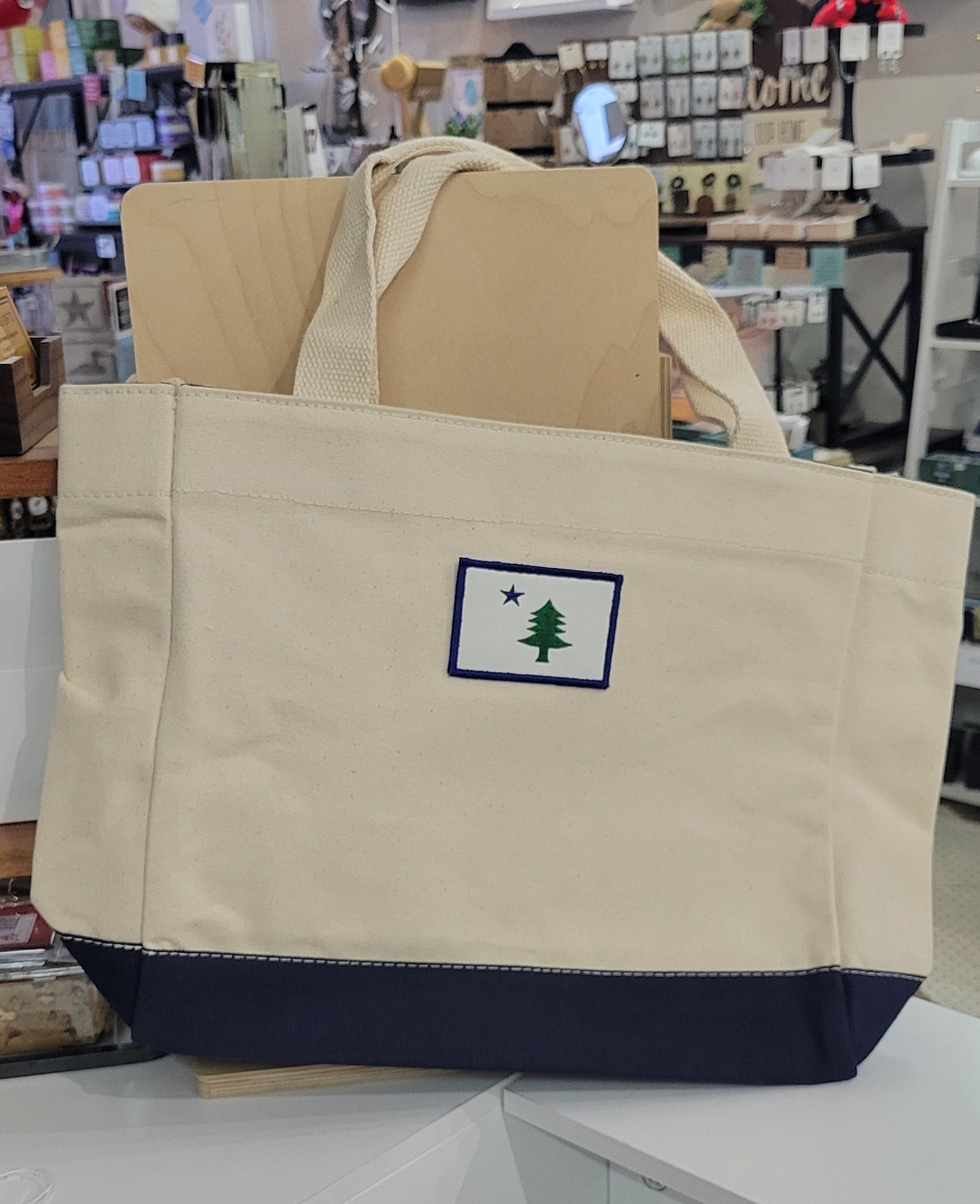 Mid Sized Canvas Tote Bag-Maine Themed