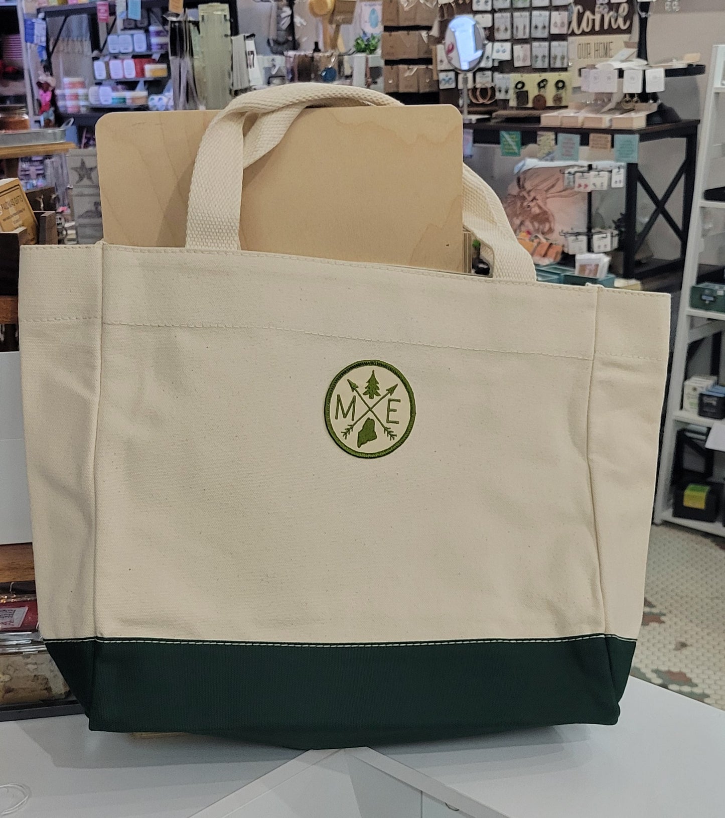 Mid Sized Canvas Tote Bag-Maine Themed
