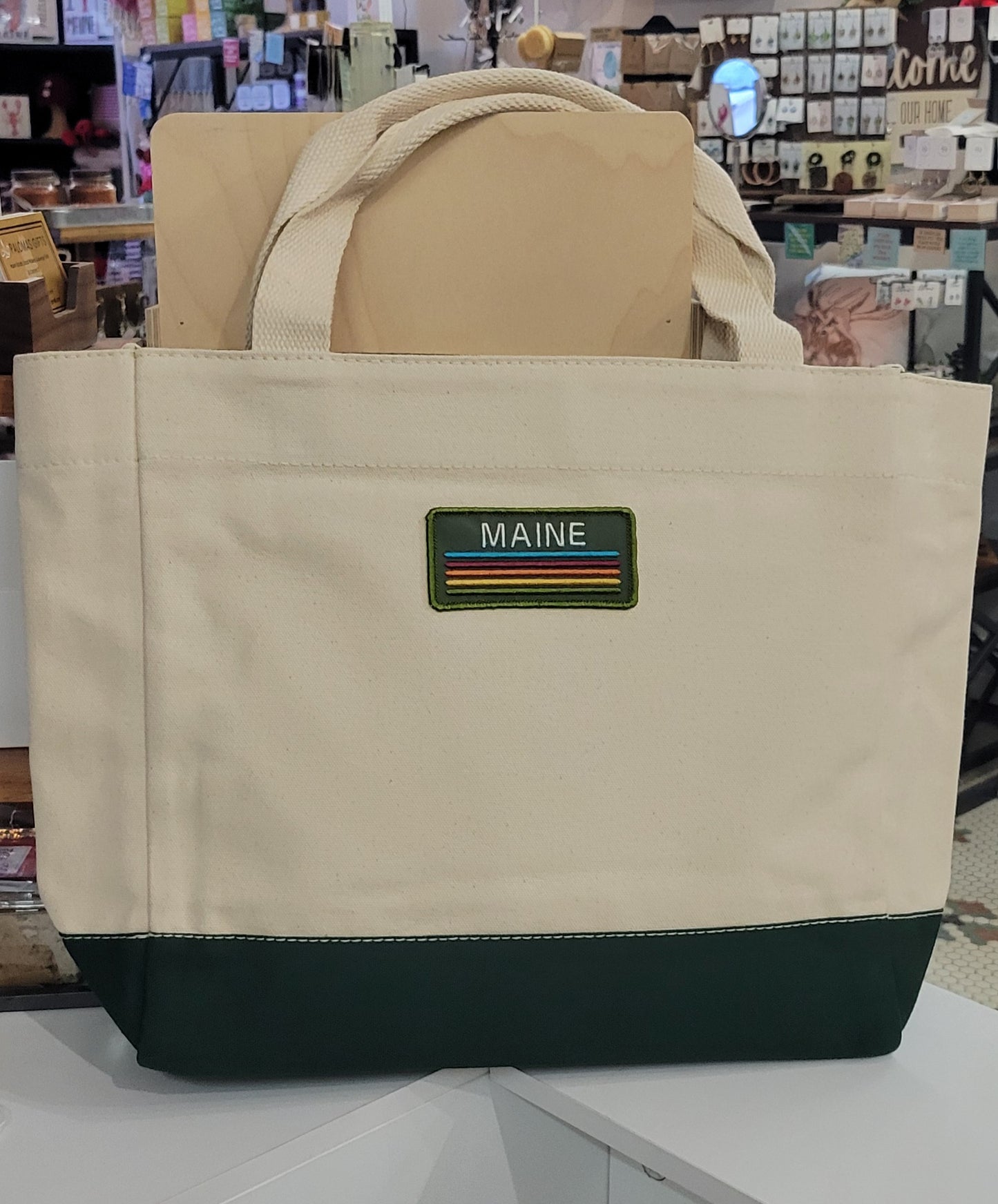 Mid Sized Canvas Tote Bag-Maine Themed