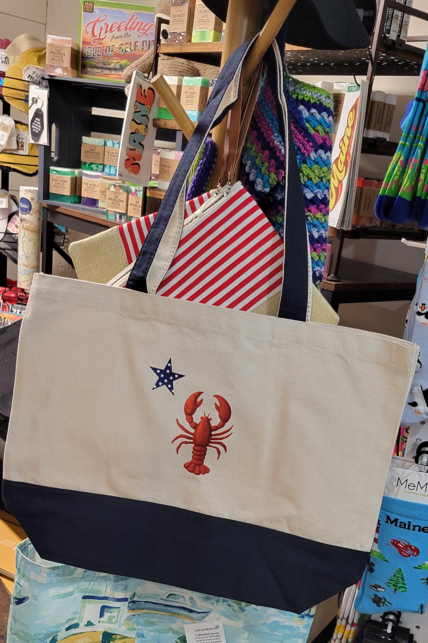 Americana Red Lobster & Star Large Canvas Tote