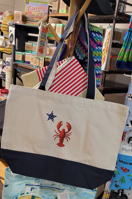 Americana Red Lobster & Star Large Canvas Tote
