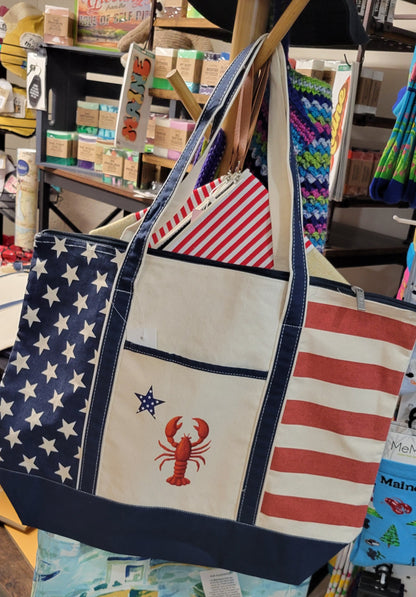 Maine/Americana Large Zippered Canvas Bag