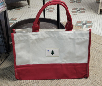Red Trim  Market Tote Bag-Maine
