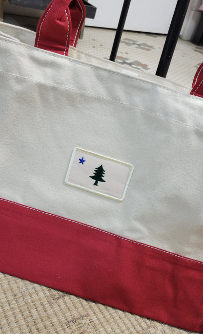 Red Trim  Market Tote Bag-Maine