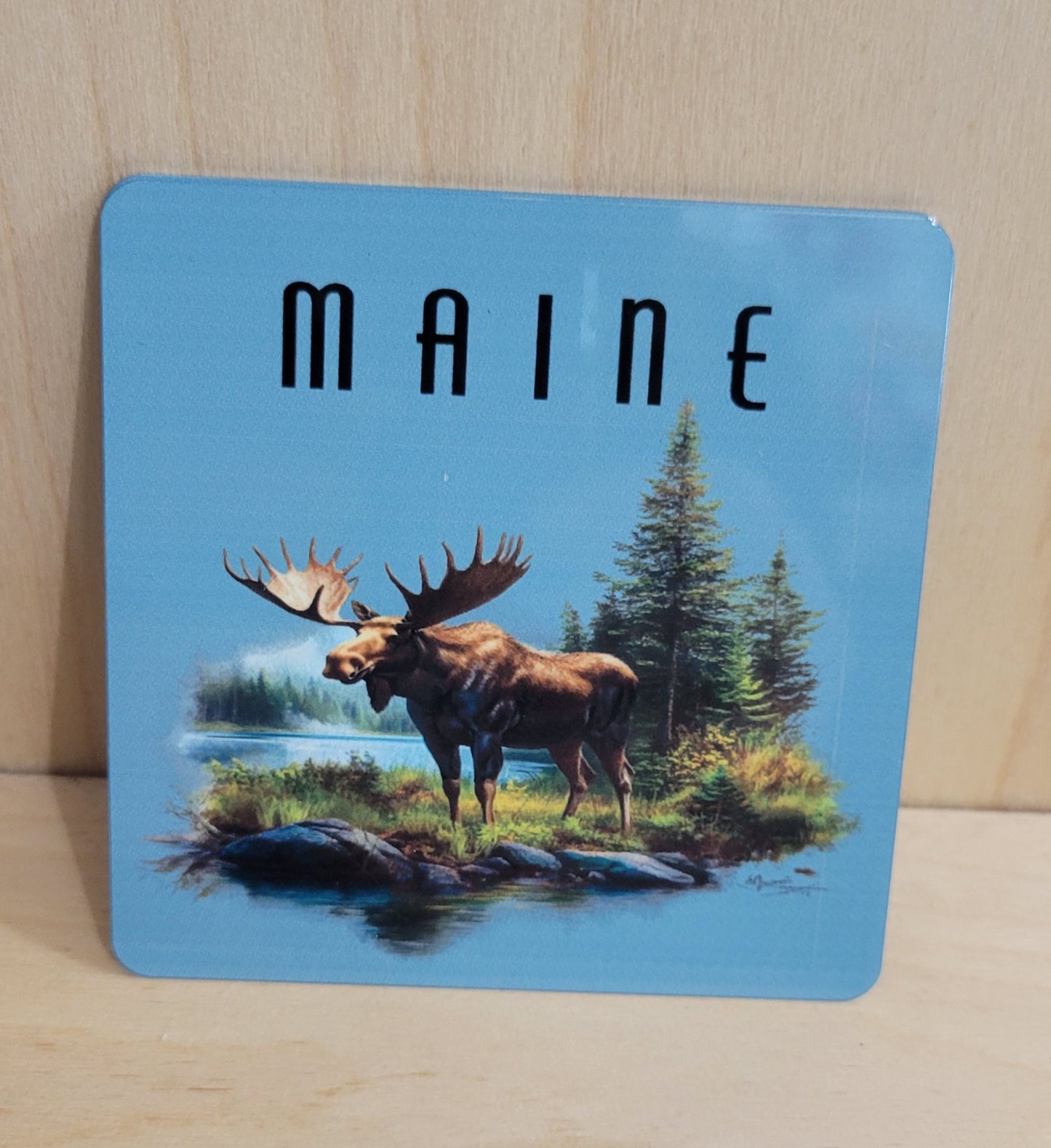 3x3-Metal Maine Themed Magnets
