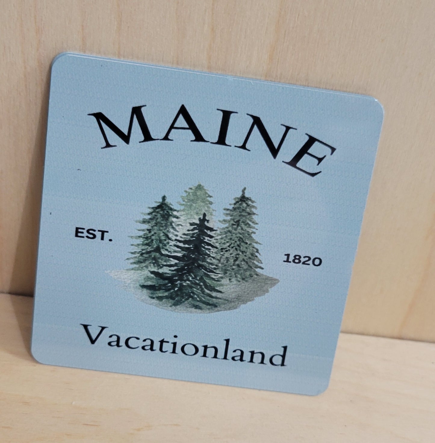 3x3-Metal Maine Themed Magnets