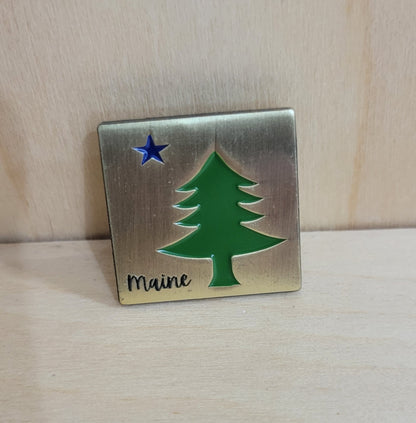 Maine Pine Tree & Star Pin