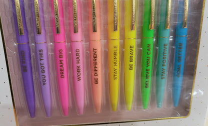 Taylor Elliott Designs Bright Colors 10 Piece Motivational Pen Set