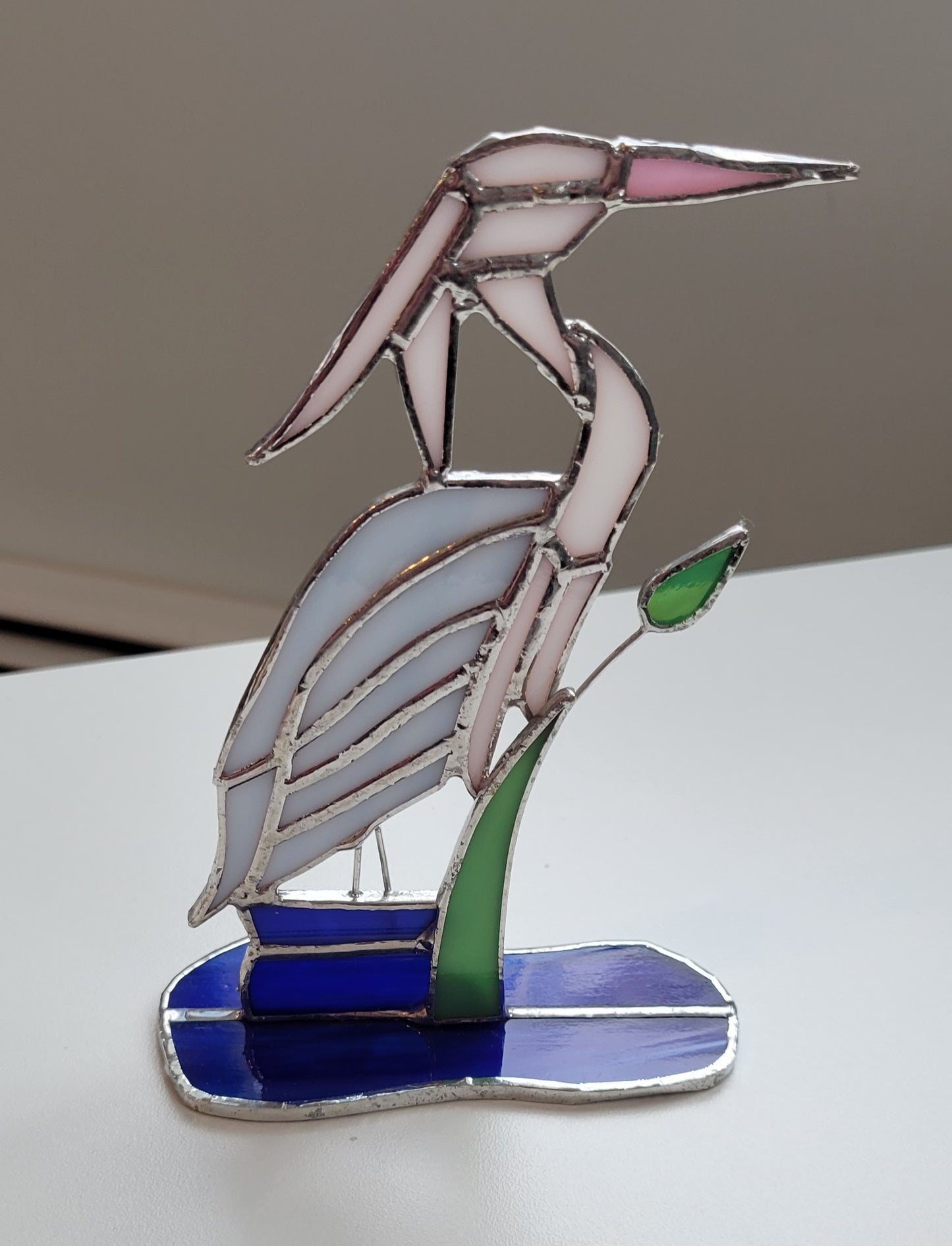 Cliff Standing Heron Stained Glass