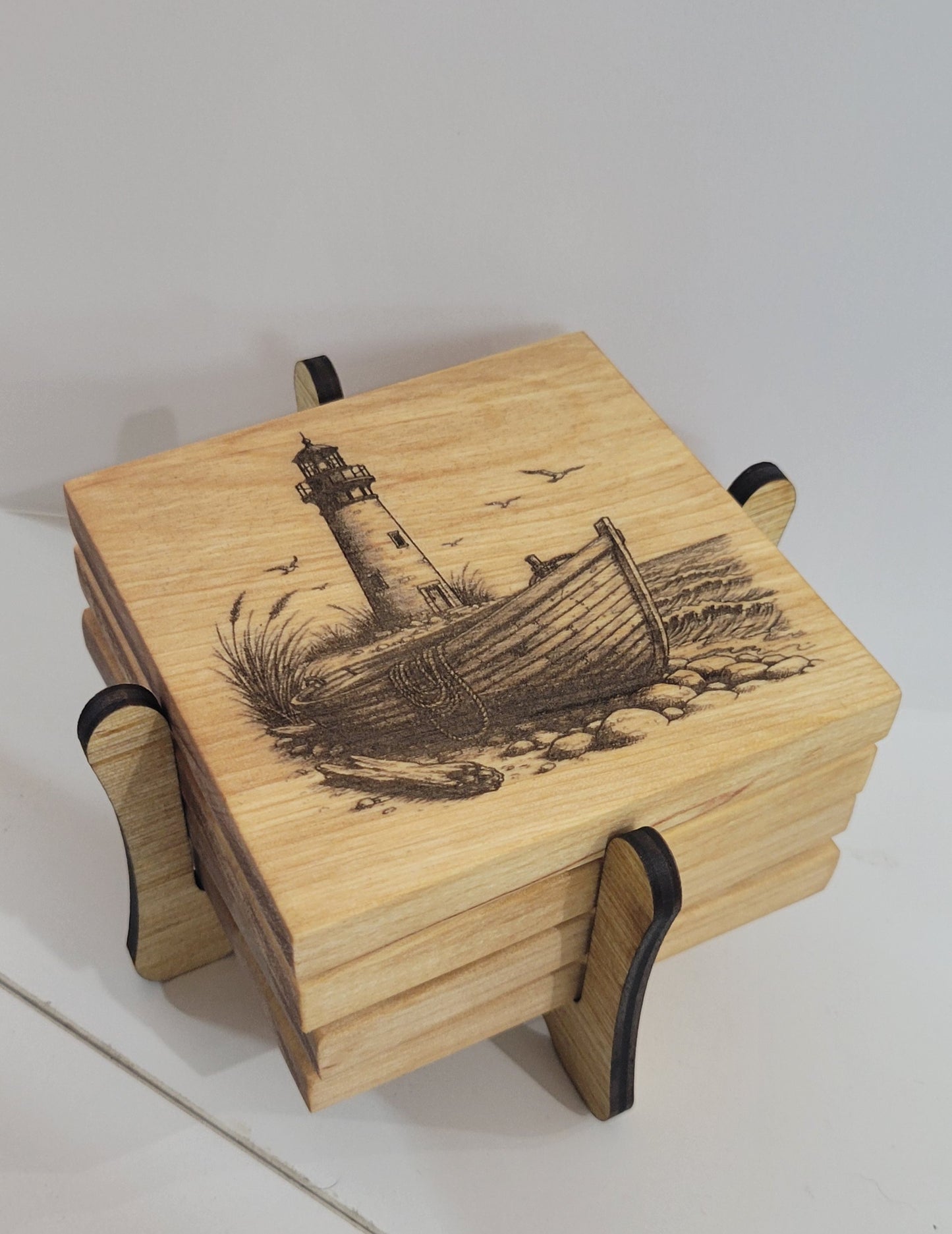 Maine Coast Wood 4 piece Coaster Set