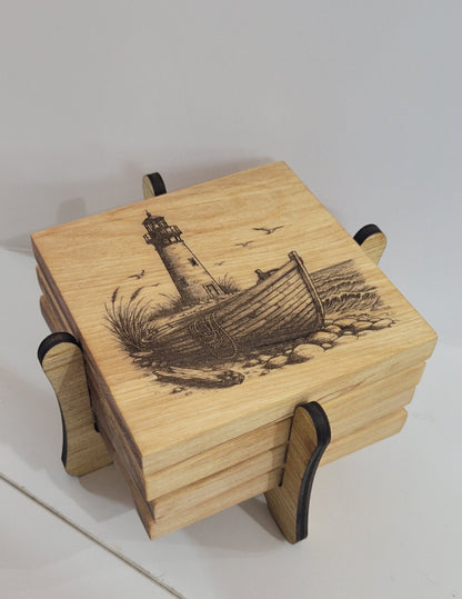 Maine Coast Wood 4 piece Coaster Set