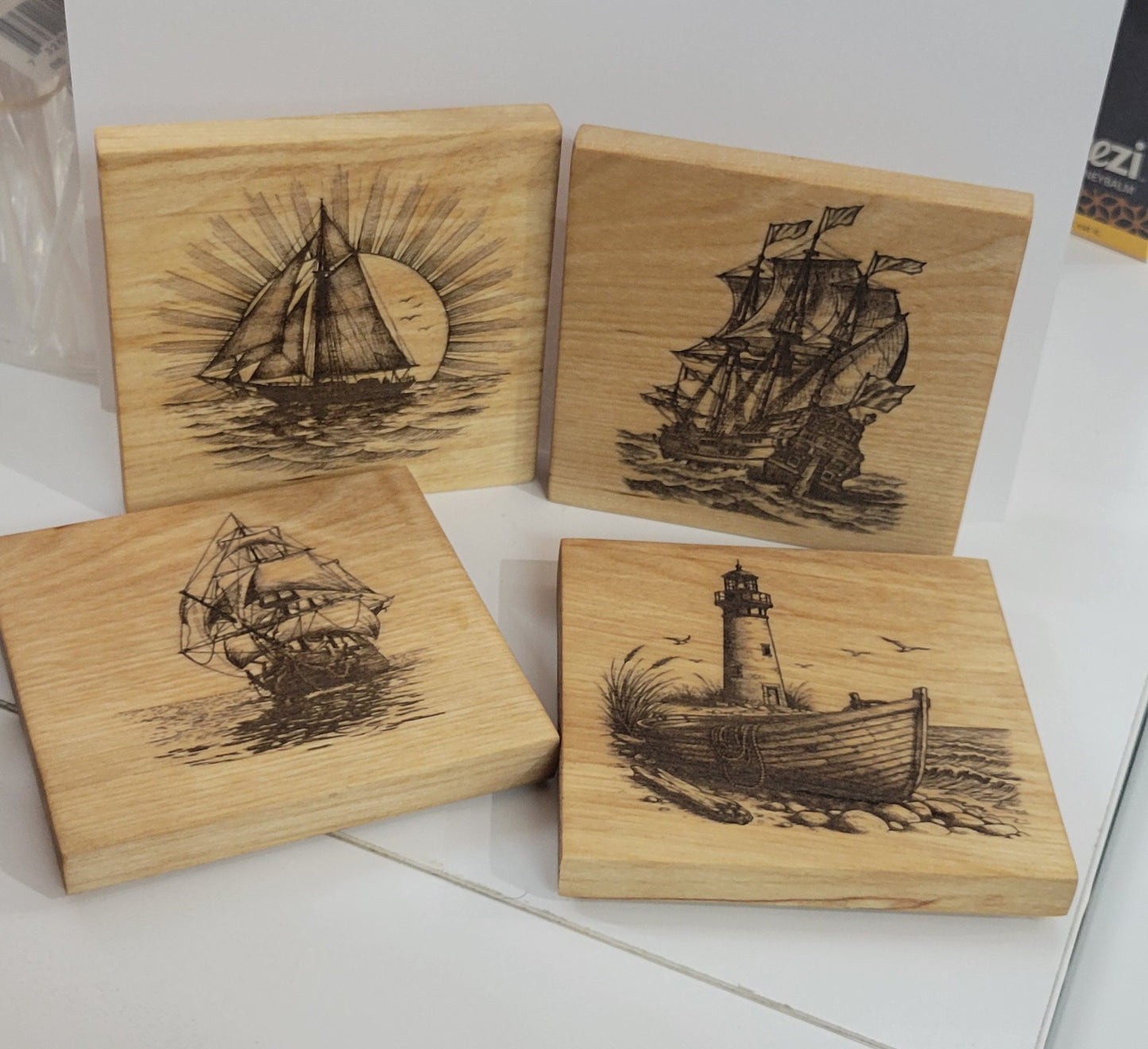Maine Coast Wood 4 piece Coaster Set