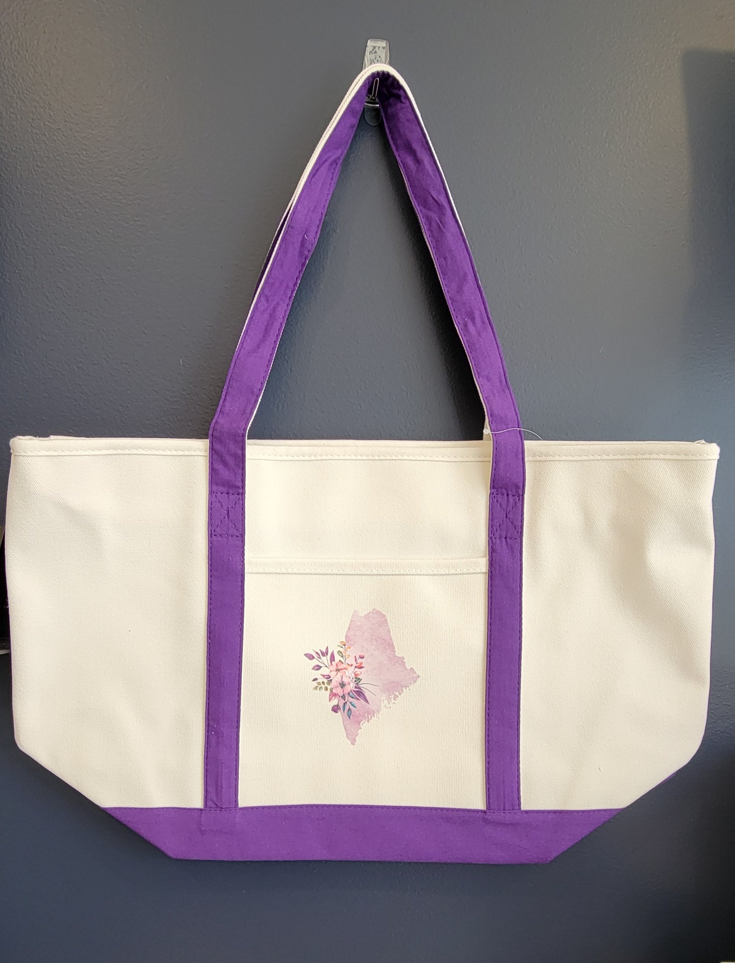 Large white Maine Zippered Tote bags