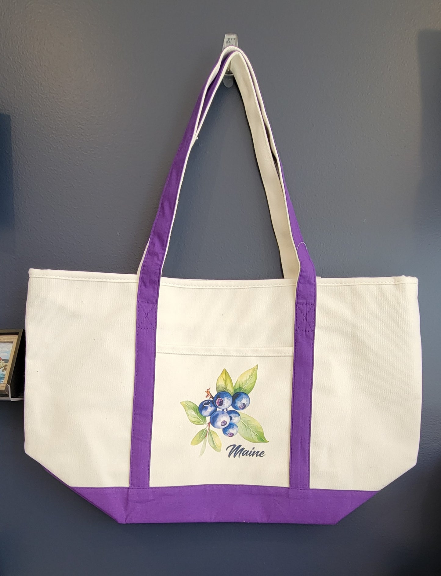 Large white Maine Zippered Tote bags
