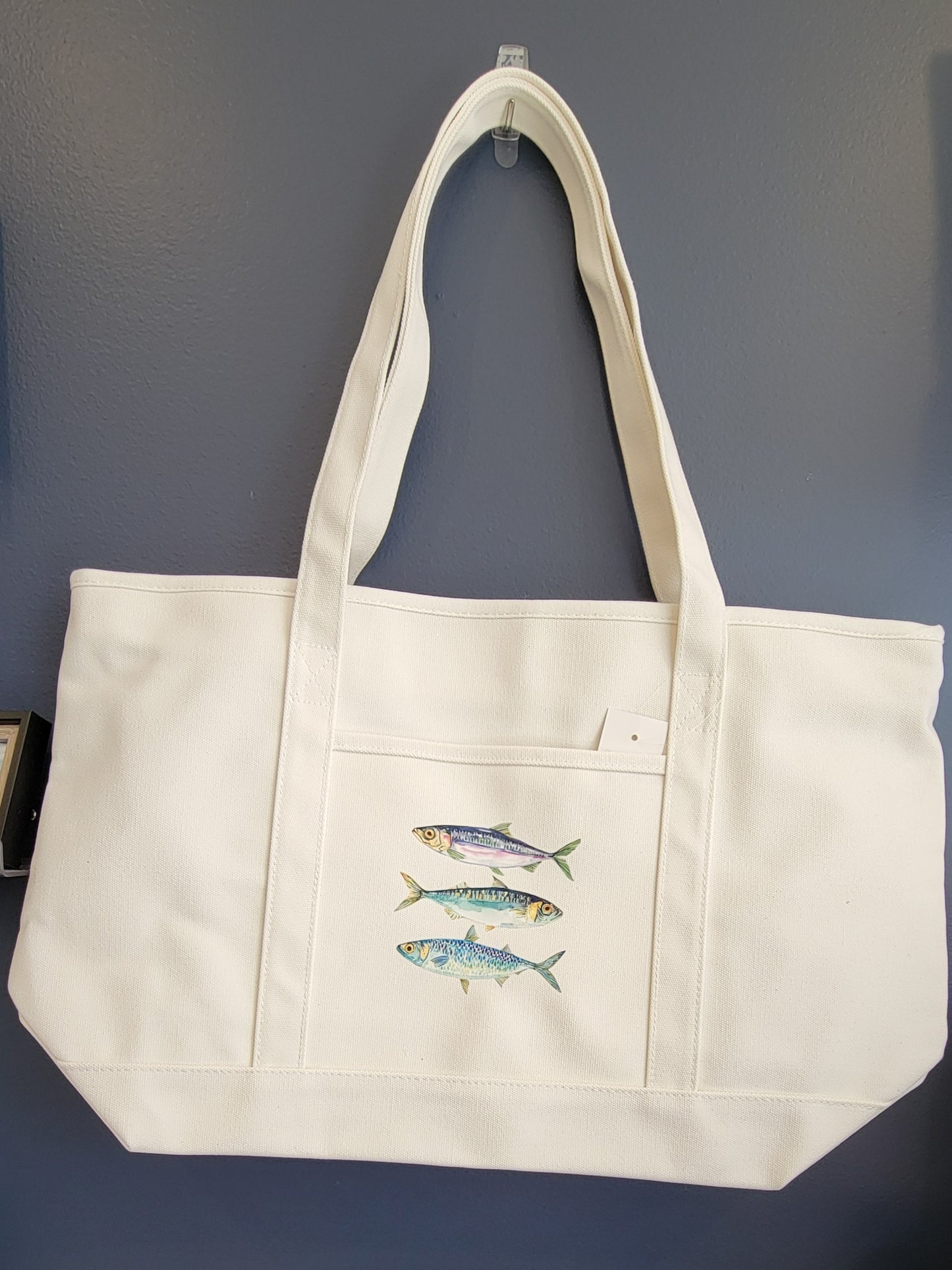 Large white Maine Zippered Tote bags