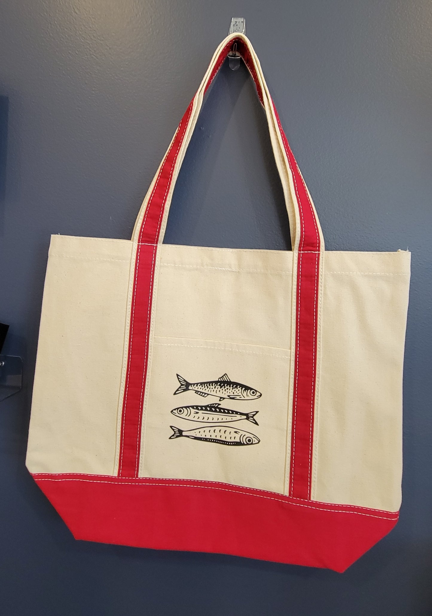 Red Trim Canvas Tote Bag Maine