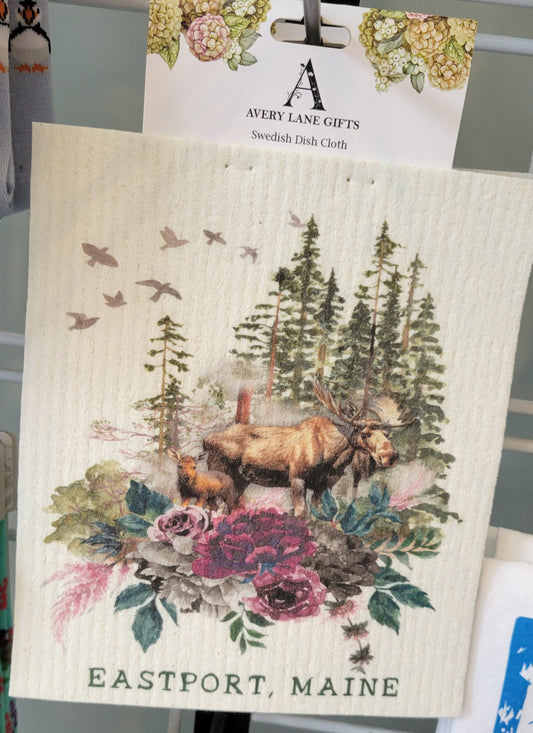 Town Name-Moose SWEDISH DISHCLOTH